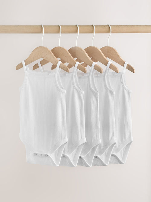 White Vest Baby Bodysuits 5 Pack