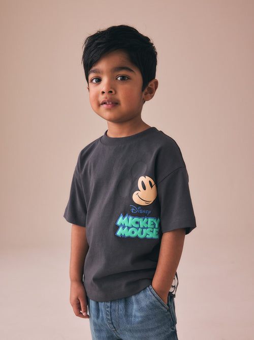 Dark Grey Single Mickey Mouse Short Sleeve T-Shirt (3mths-8yrs)