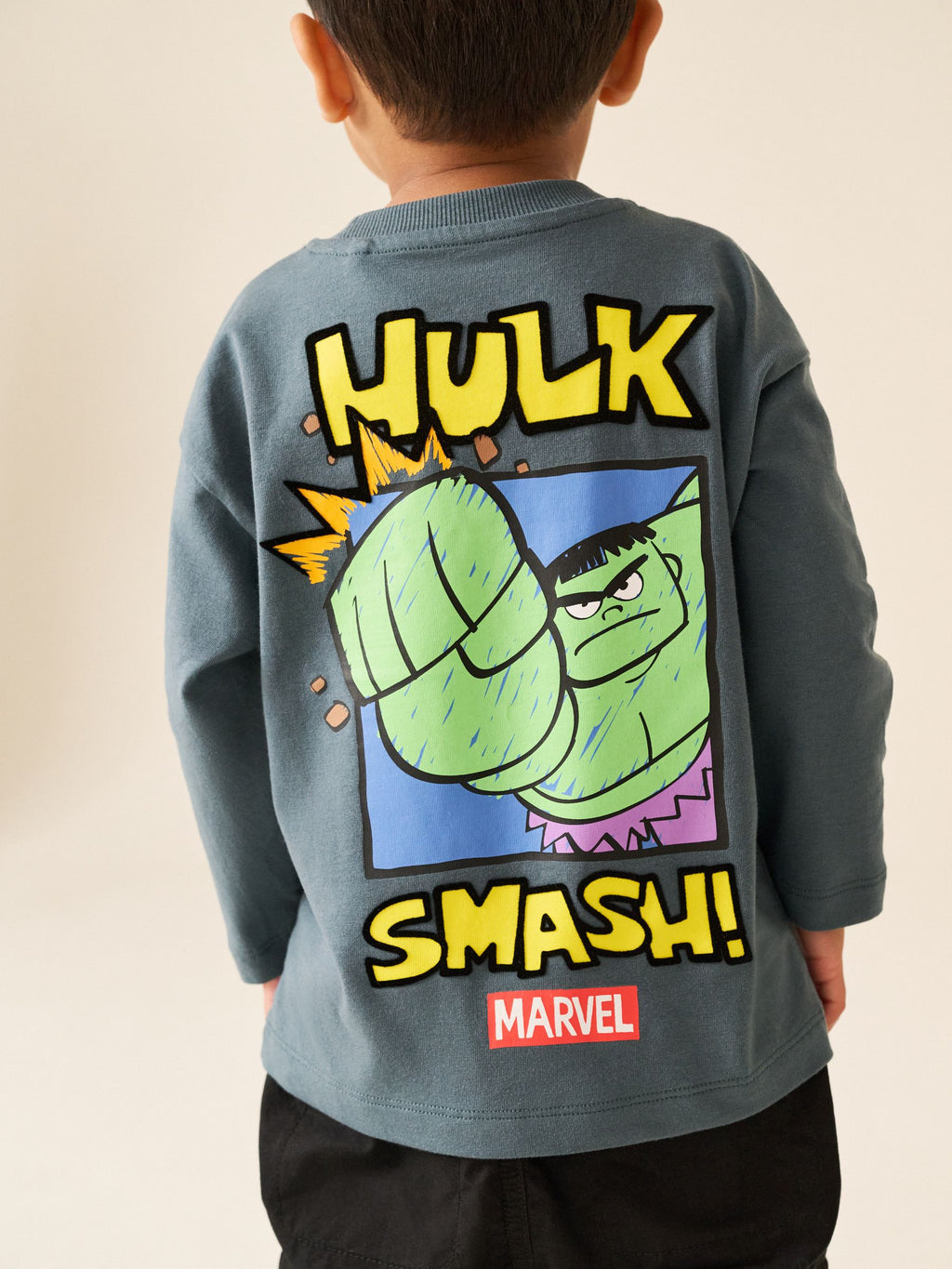Charcoal Grey Long Sleeve Marvel T-Shirt (6mths-8yrs)