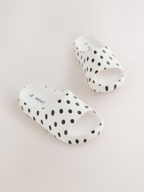 White/Black Polka Dot Sliders