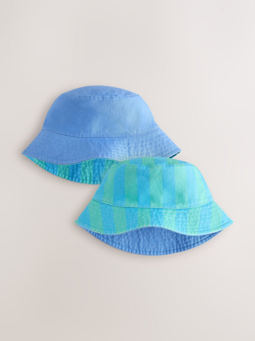 Blue/Green Reversible Bucket Hat (3mths-16yrs)