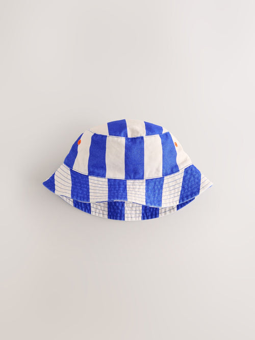 White/Blue Stripe Bucket Hat (3mths-13yrs)