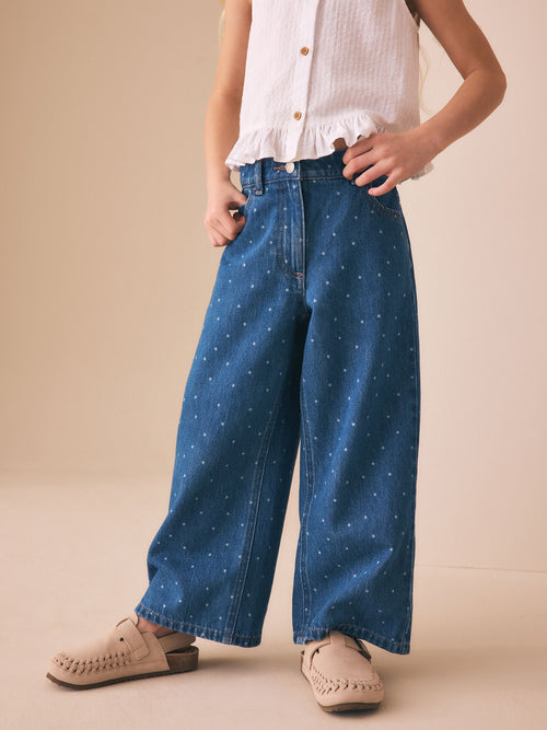 Mid Blue Spot Wide Leg Jeans (3-16yrs)