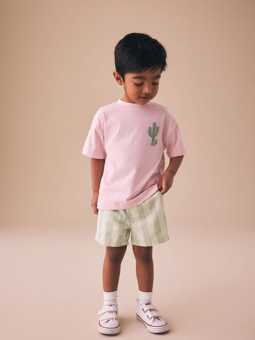 Light Pink/Mint Stripe Short Sleeve T-Shirt & Shorts Set (3mths-7yrs)