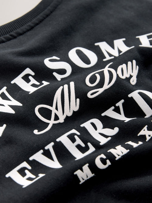 Black Awesome Everyday Back Printed Crew Neck Jersey Sweatshirt (3mths-7yrs)