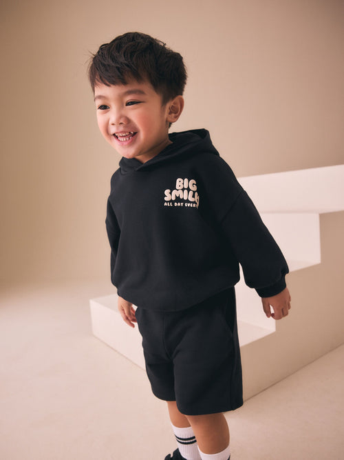 Black Big Smiles Hoodie and Shorts Set (3mths-7yrs)