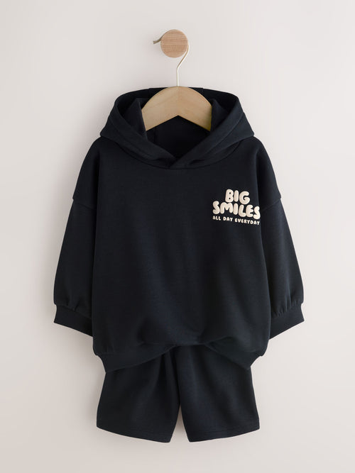 Black Big Smiles Hoodie and Shorts Set (3mths-7yrs)