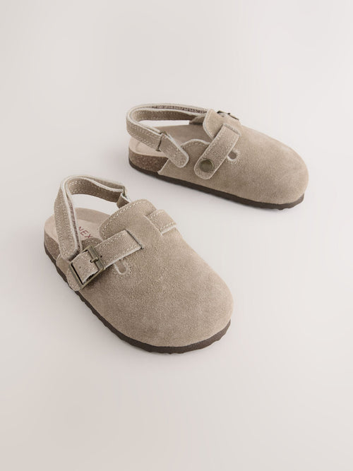 Neutral Leather Cushioned Footbed Clogs