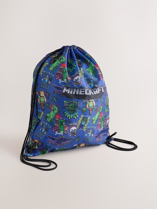 Blue Drawcord Minecraft Bag