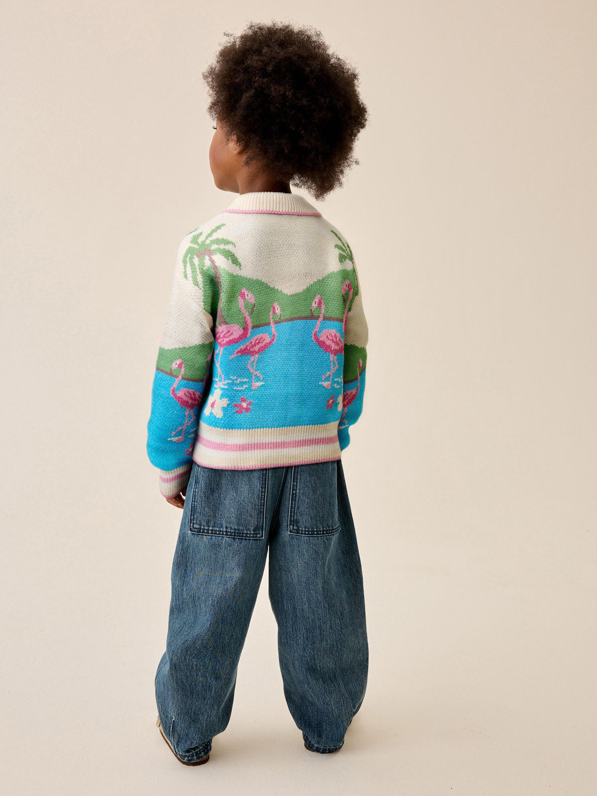 Flamingo Printed Collared Cardigan (3-16yrs)