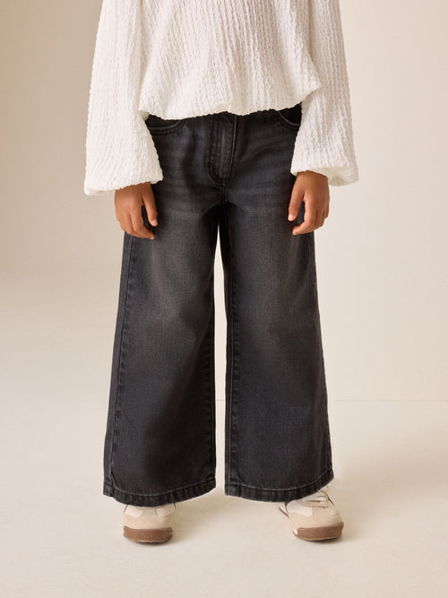 Washed Black Denim Wide Leg Jeans (3-16yrs)