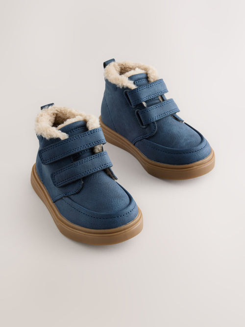 Navy Wide Fit (G) Warm Lined Touch Fastening Boots
