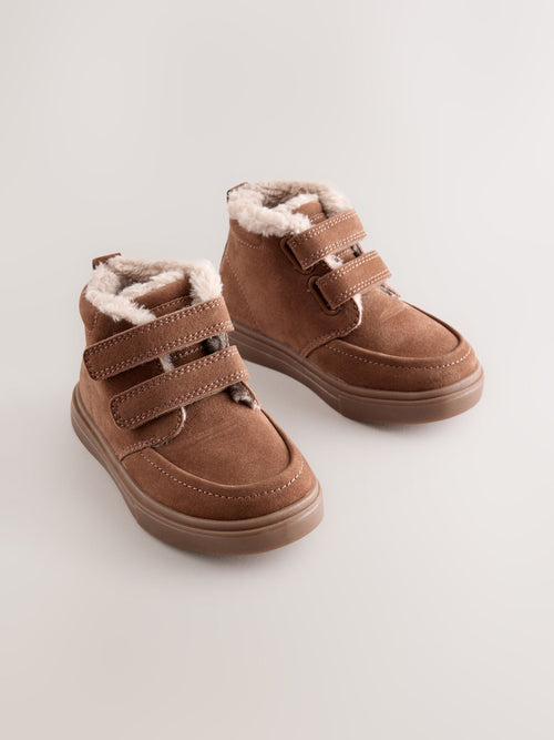Tan Brown Warm Lined Touch Fastening Boots