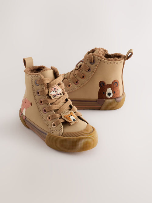 Brown Fox Zip Fastening Hi Top Trainers