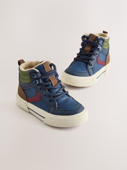 Navy Standard Fit (F) Lace Up Hi-Top Boots