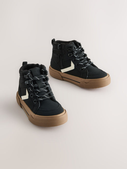 Black Standard Fit (F) Lace Up Hi-Top Boots