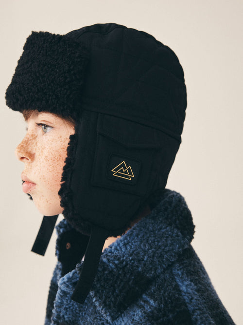 Black Corduroy Trapper Hat (1-16yrs)