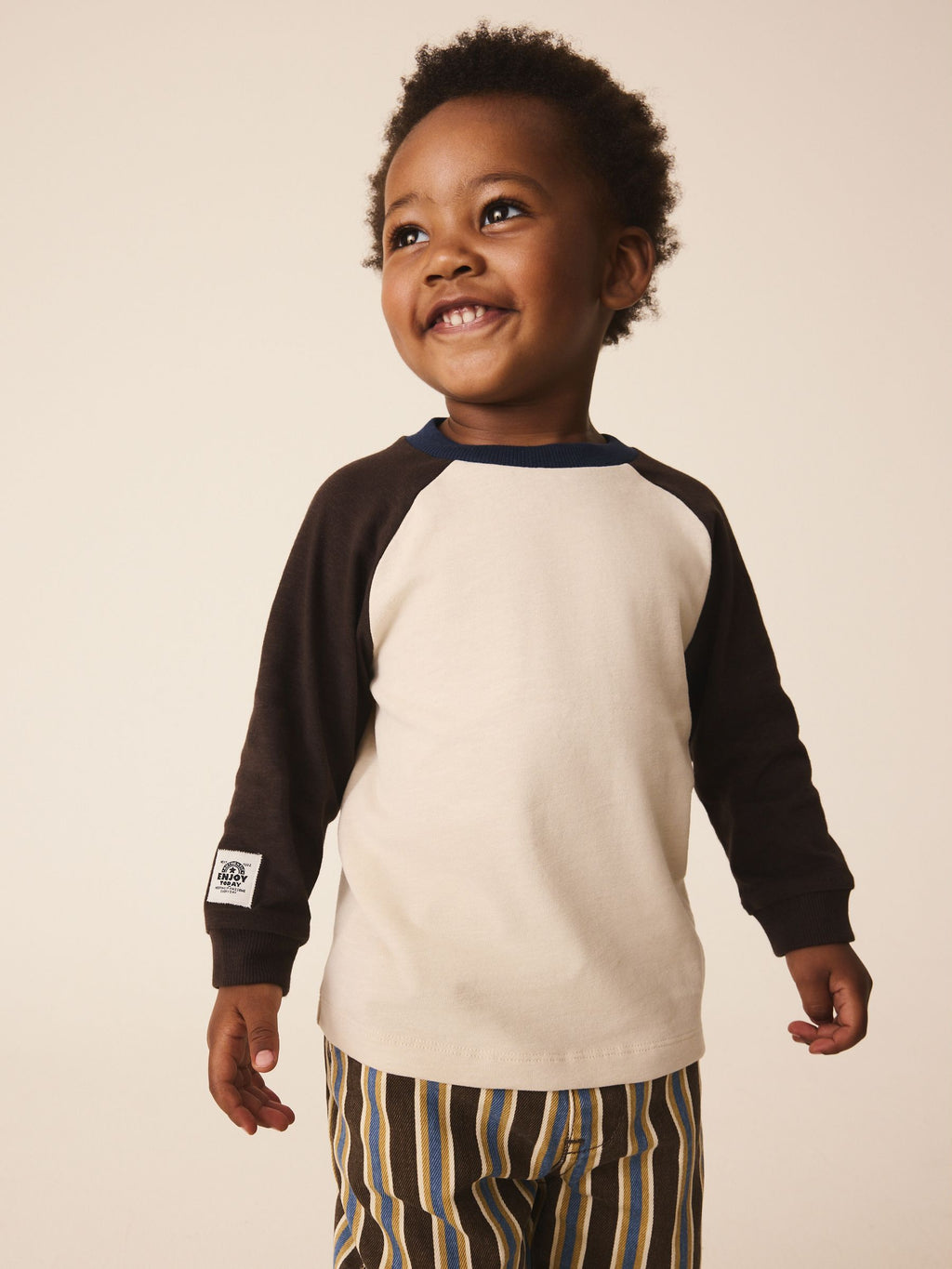 Brown/Cream Long Sleeve Raglan T-Shirt (3mths-7yrs)