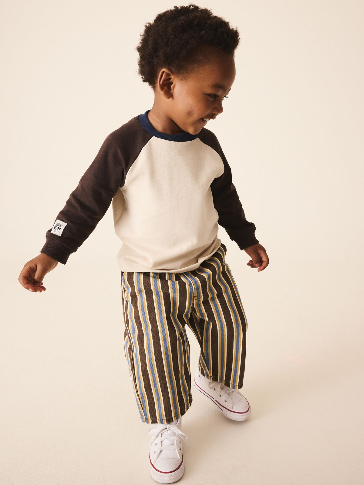 Brown/Cream Long Sleeve Raglan T-Shirt (3mths-7yrs)