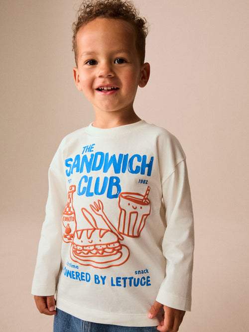 White Sandwich Club Long Sleeve Graphic T-Shirt (3mths-7yrs)