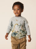 Light Green Watercolour Dino Long Sleeve All Over Print T-Shirt (3mths-7yrs)