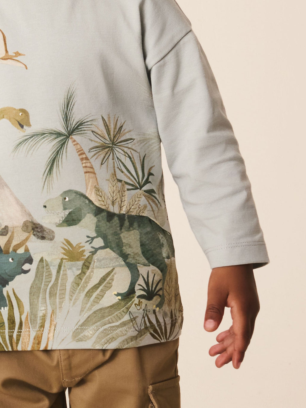 Light Green Watercolour Dino Long Sleeve All Over Print T-Shirt (3mths-7yrs)