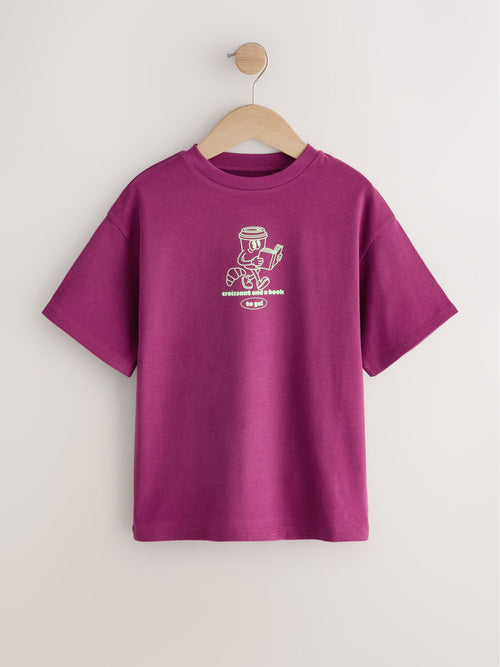 Burgundy Coffee Oversized Graphic T-Shirt (3-16yrs)