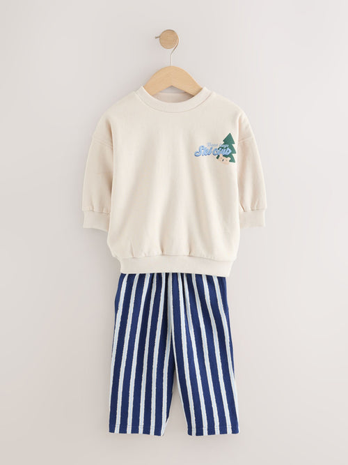Blue Crew Neck Joggers Set (3mths-7yrs)
