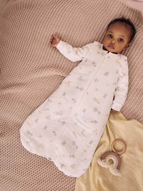 White Jungle 2.5 TOG Removable Sleeve Muslin Baby Sleep Bag