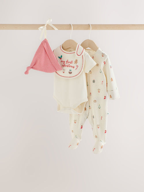 Red/White My First Christmas Baby Bundle Gift Set 4 Piece (0-9mths)