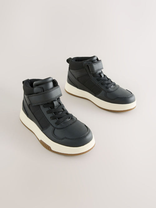 Black High Top Touch Fastening and Elastic Lace Trainers