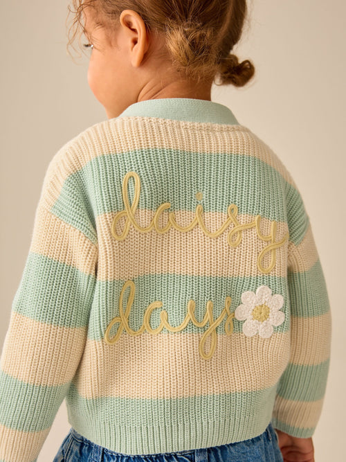Blue and Ecru Daisy Days V-Neck Cardigan (3mths-7yrs)
