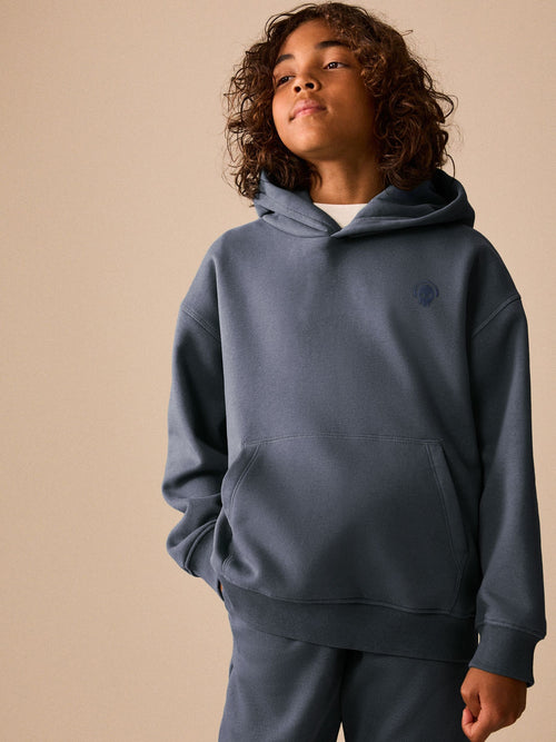 Grey Blue Skull Overhead Hoodie (3-16yrs)