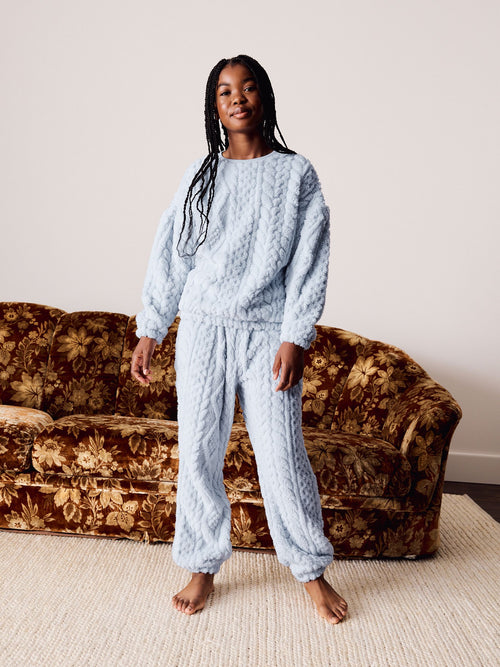 Blue Cosy Fleece Pyjamas (3-16yrs)