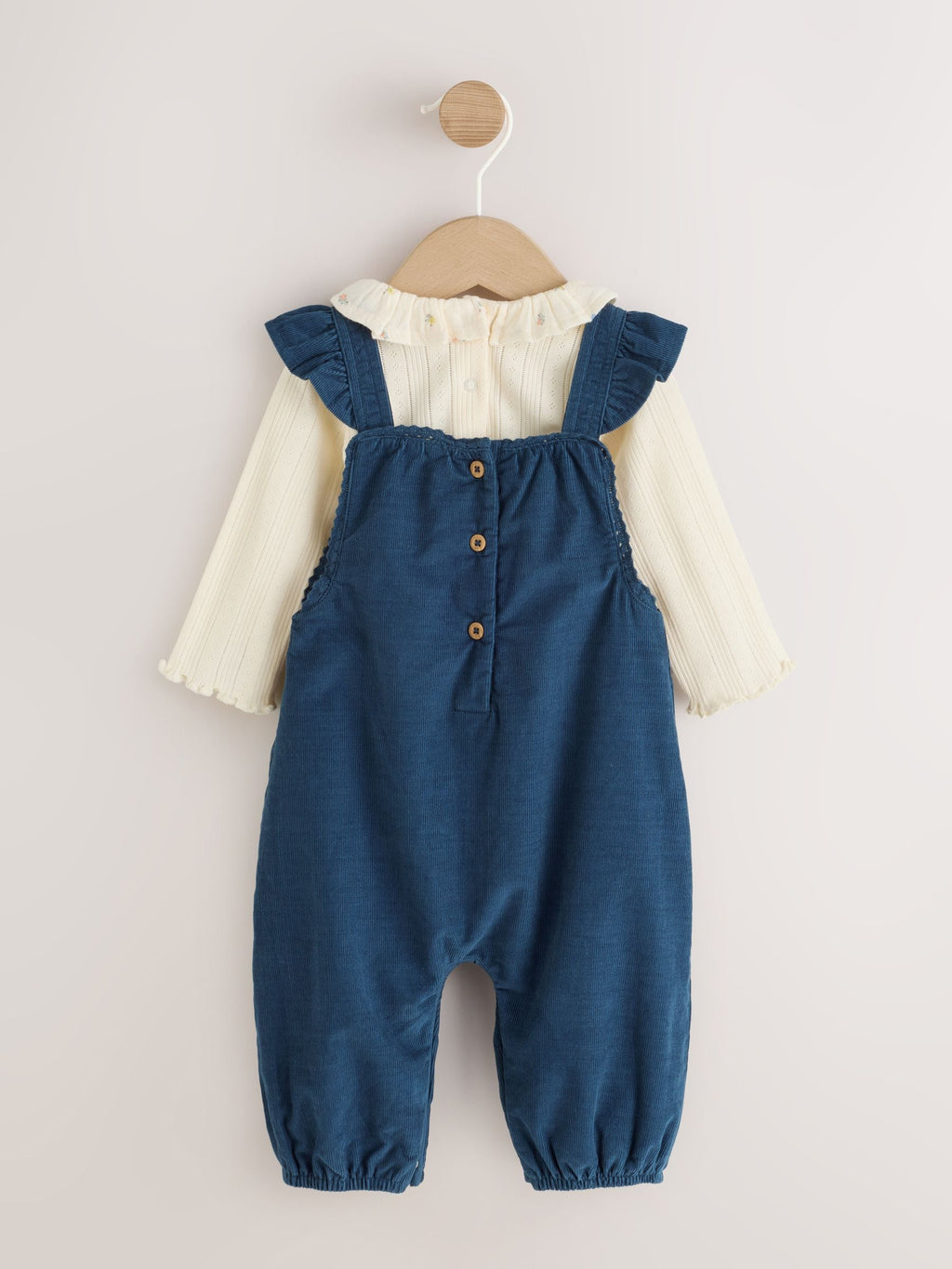 Navy Floral Cord Baby Dungarees And Bodysuit Set 2 Piece (0mths-2yrs)