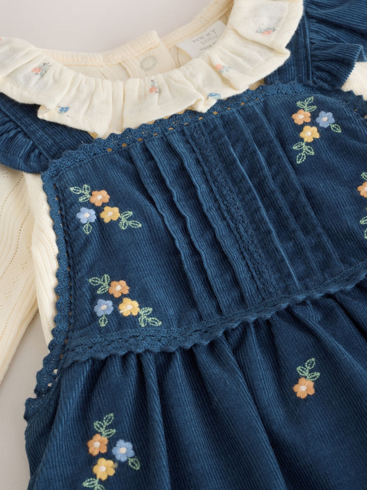 Navy Floral Cord Baby Dungarees And Bodysuit Set 2 Piece (0mths-2yrs)