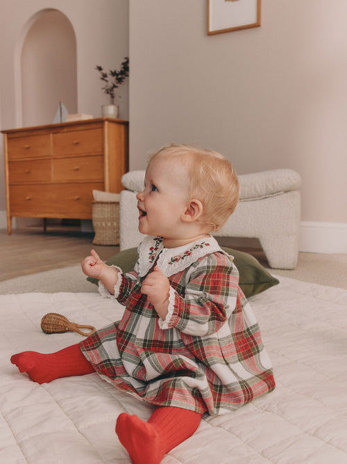 Ecru and Red Checked Dress and Tights Baby 2 Piece Set (0mths-2yrs)