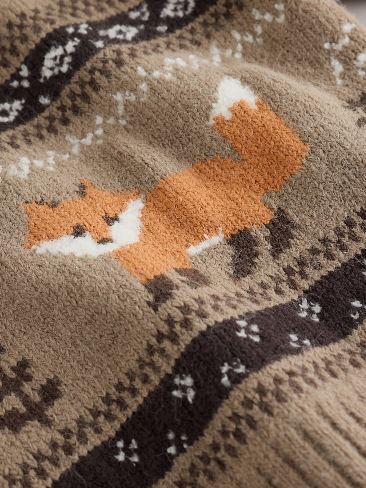 Mink Brown Fox Character Knitted Crew Neck Jumper (3mths-7yrs)