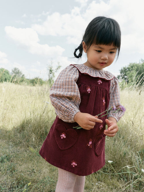 Berry Pink Blouse and Embroidered Cord Pinafore Set (3mths-8yrs)