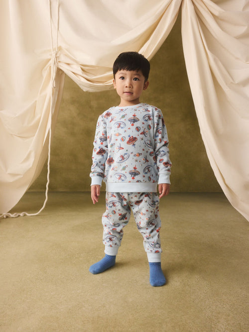Light Blue Cath Kidston Space Single Cosy Fleece Pyjamas