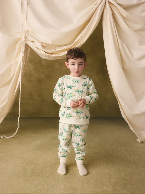 Ecru/Green Cath Kidston Dinosaur Single Cosy Fleece Pyjamas
