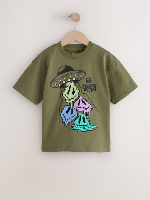 Khaki Alien Relaxed Fit Short Sleeve Graphic T-Shirt (3-16yrs)