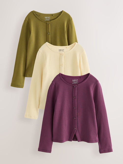 Multi Long Sleeve Ribbed Cardigans 3 Pack (3-16yrs)