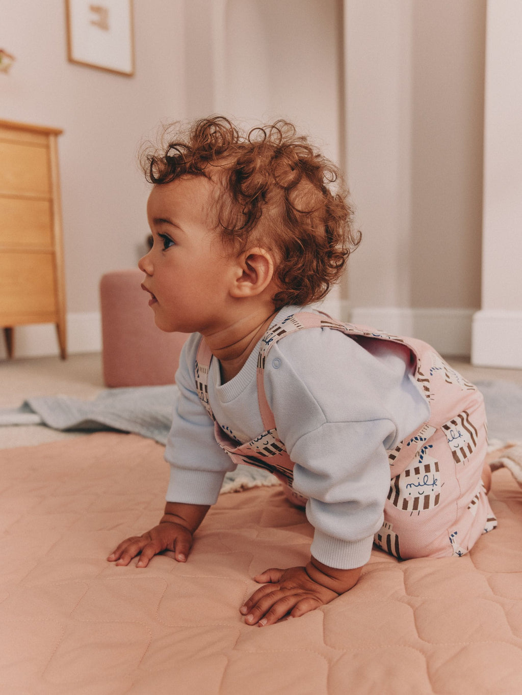 Pink Milk Club Long Sleeve Bodysuit And Woven Dungarees Set 2 Piece (0mths-2yrs)