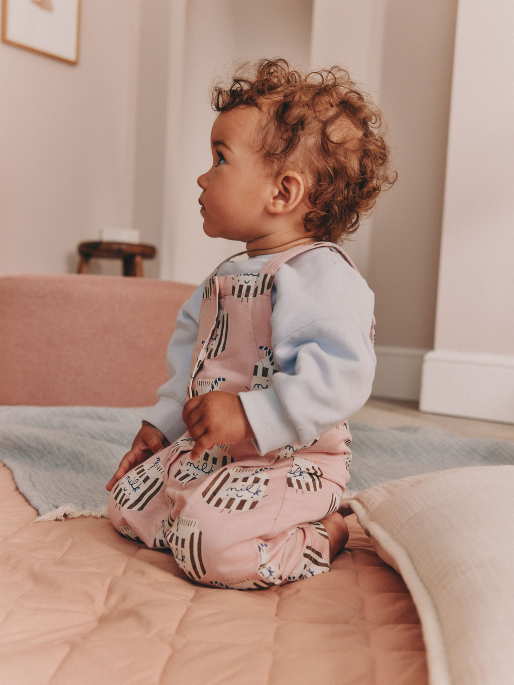 Pink Milk Club Long Sleeve Bodysuit And Woven Dungarees Set 2 Piece (0mths-2yrs)