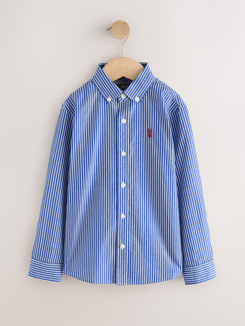 Blue Long Sleeve Poplin Stripe Shirt (3-16yrs)