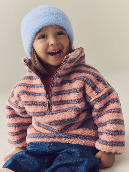 Blue Pink Stripe Half Zip Fleece (3mths-7yrs)