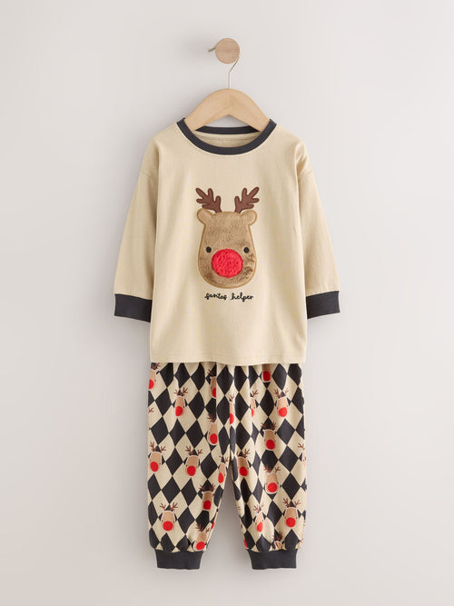 Oatmeal Rudolph Placement Christmas Pyjamas (9mths-12yrs)