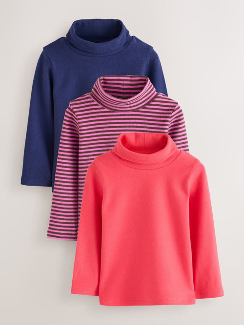Navy/ Grey/ Purple Long Sleeve Roll Neck Top 3 Pack (3mths-7yrs)