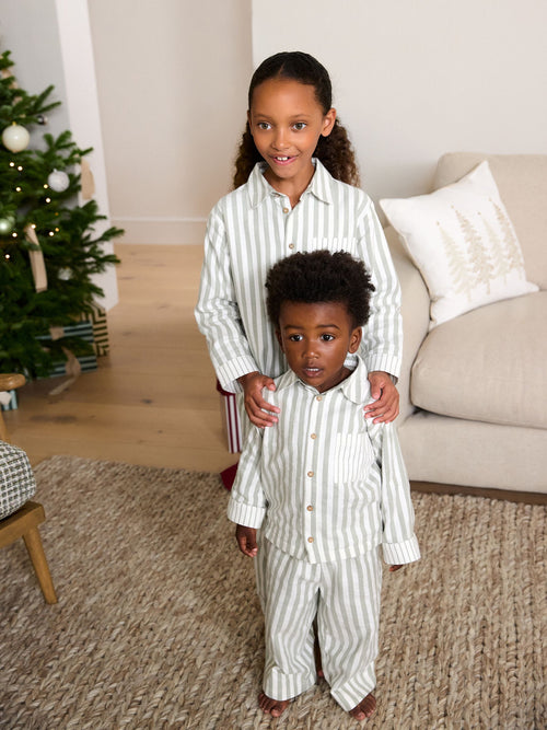 Cream Stripe Christmas Matching Family Pyjamas (9mths-16yrs)